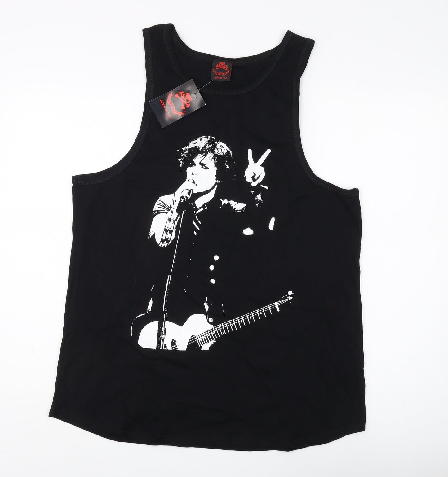 Womens UK Size 18 Death Kitty Black Jersey Tank