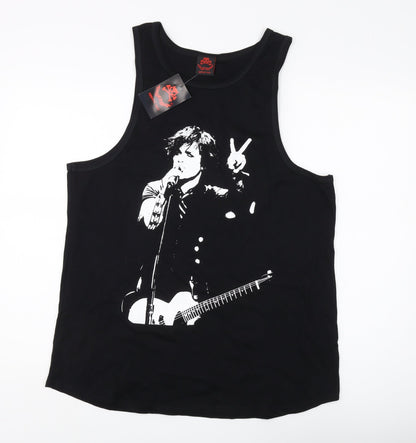 Womens UK Size 18 Death Kitty Black Jersey Tank