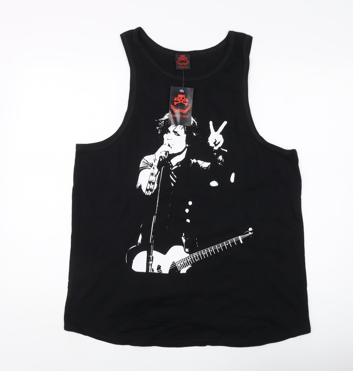 Womens UK Size 18 Death Kitty Black Jersey Tank