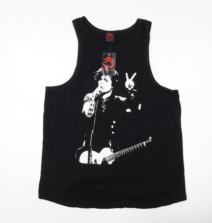 Womens UK Size 18 Death Kitty Black Jersey Tank