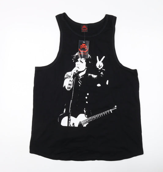 Womens UK Size 18 Death Kitty Black Jersey Tank