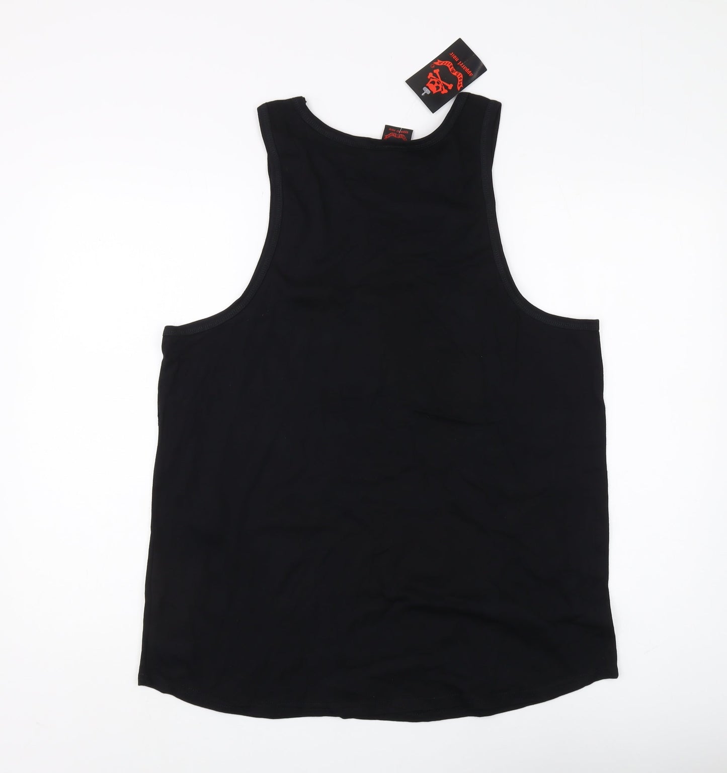 Womens UK Size 18 Death Kitty Black Jersey Tank