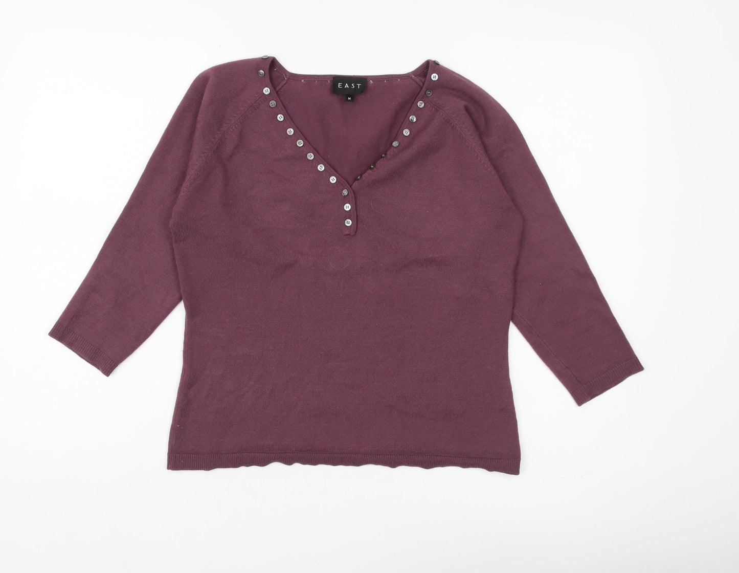 East Women's Purple V-Neck Pullover Jumper - M
