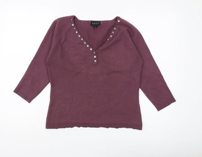 East Women's Purple V-Neck Pullover Jumper - M