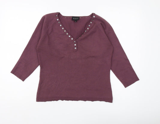 East Women's Purple V-Neck Pullover Jumper - M