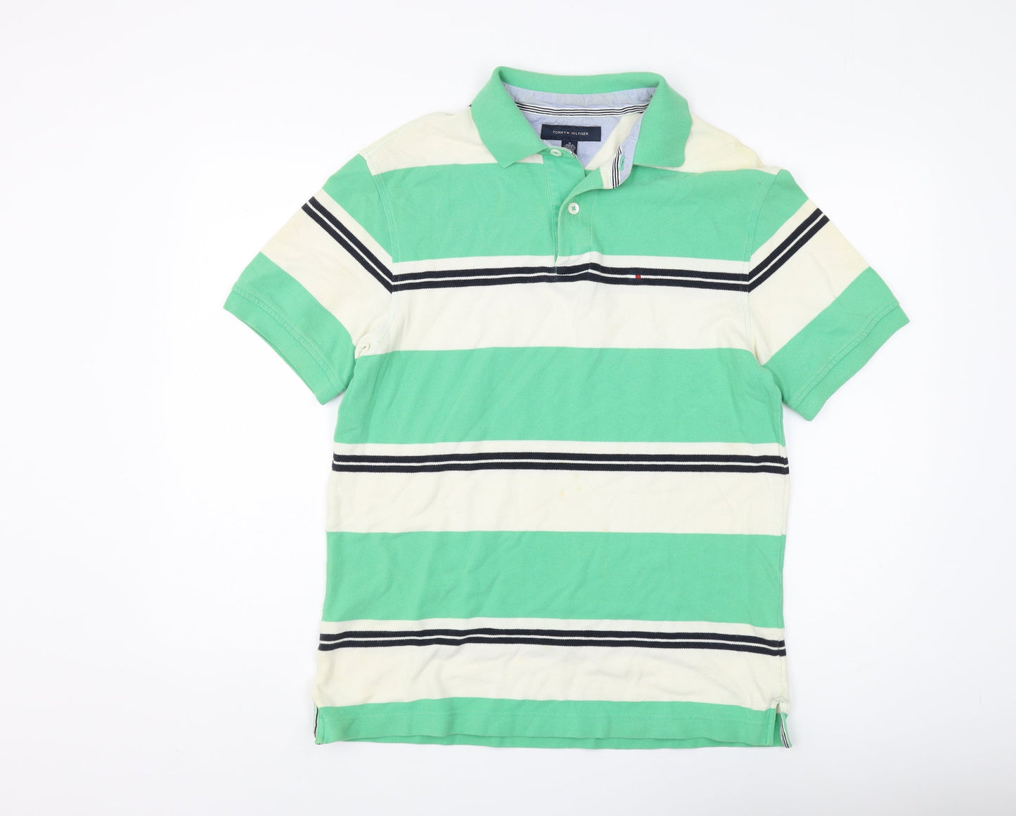 Tommy Hilfiger Men's Green Striped Polo M