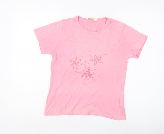 EWM Women's Pink Cotton T-Shirt, Size M, Casual Wear