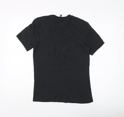 Unisex Adults UK Size XS H&M Divided Black Basic T-Shirt
