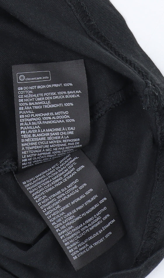 Unisex Adults UK Size XS H&M Divided Black Basic T-Shirt