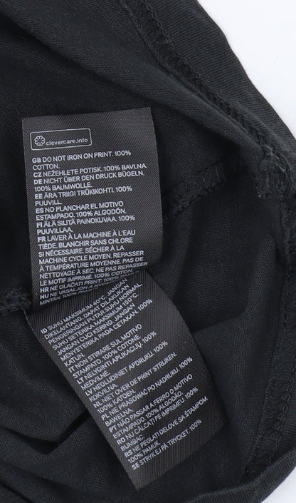 Unisex Adults UK Size XS H&M Divided Black Basic T-Shirt