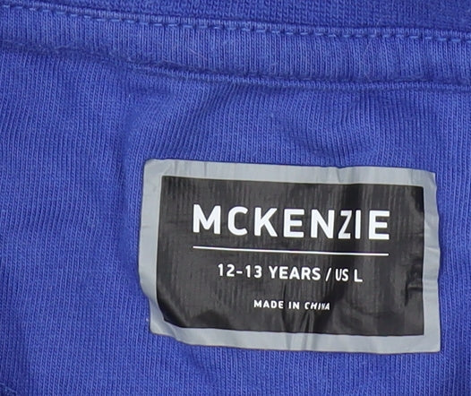 McKenzie Boys Blue Grey Colourblock Crew Neck T-Shirt 12-13 Years