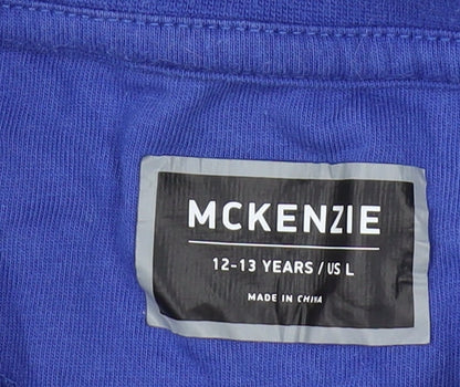 McKenzie Boys Blue Grey Colourblock Crew Neck T-Shirt 12-13 Years