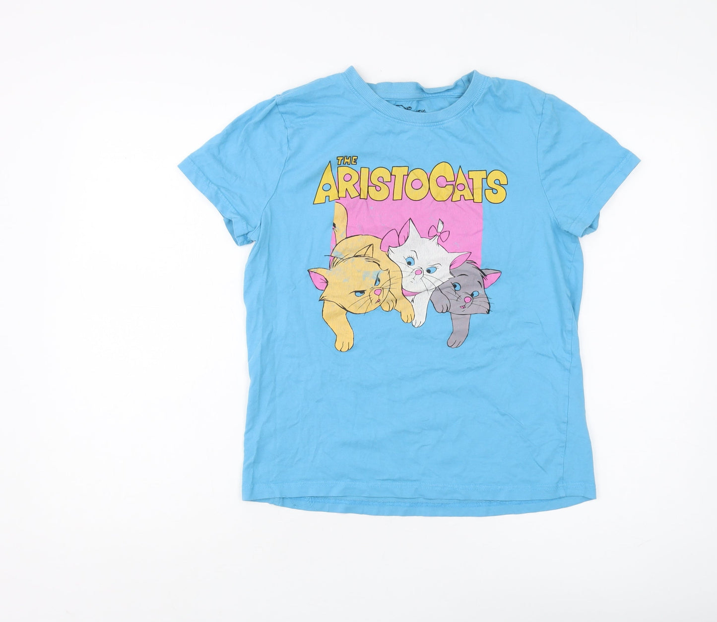 Womens UK Size XS Disney Blue Basic T-Shirt
