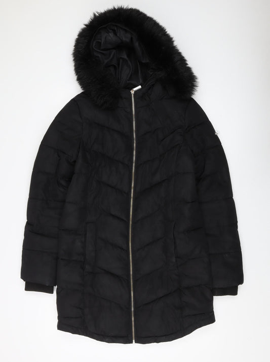 ELLE Women's Black Puffer Coat Size 10, Hooded, Winter Essential