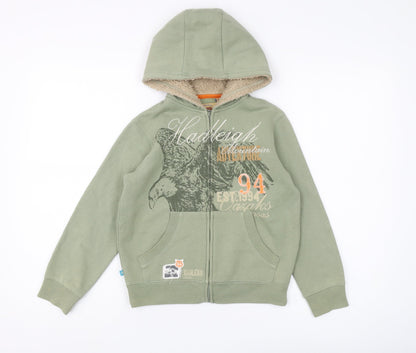 Hadleigh London Boys Green Hoodie, 7 Years, Full Zip Warm Fleece