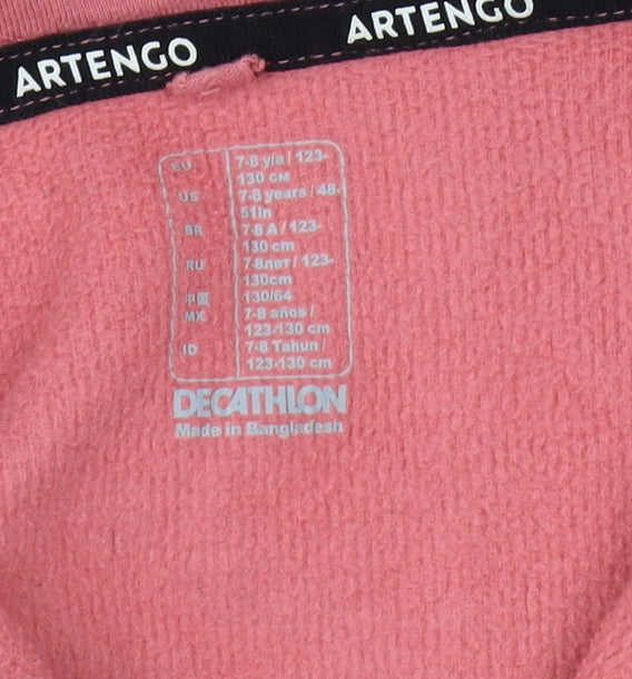 Artengo Girls Pink Full Zip Hoodie 7-8 Years