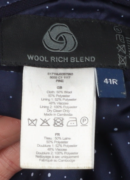 Mens UK Size 41 T.M.Lewin Regular Blue Suit Jacket