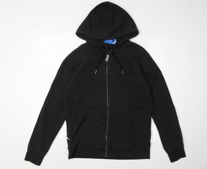 Adidas Men's Black Full Zip Hoodie M - Hooded, Logo, Zip