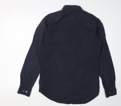 French Connection Men's Blue Shirt S Button-Up Cotton