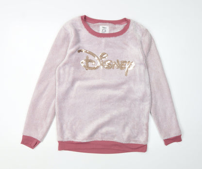 Disney Women's Pink Sequin Crew Neck Pyjama Top 10-12