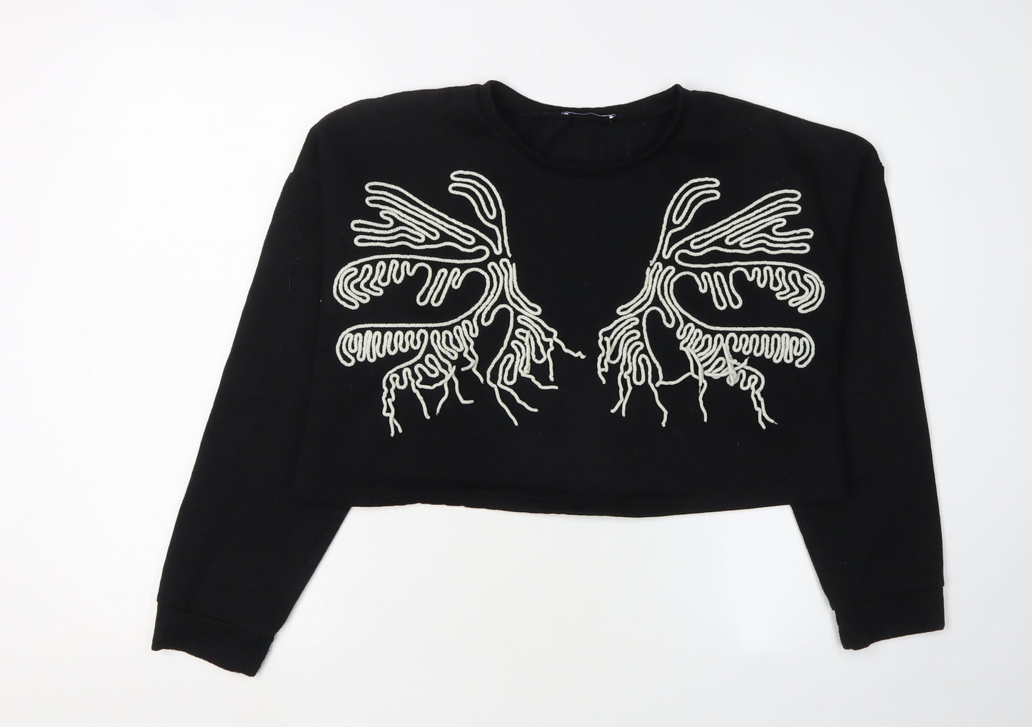 Zara Black Embroidered Women's Sweatshirt UK 0