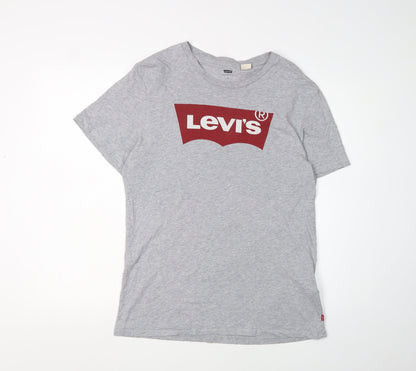 Levi's Men's Grey Graphic Print T-Shirt, Medium, Crew Neck