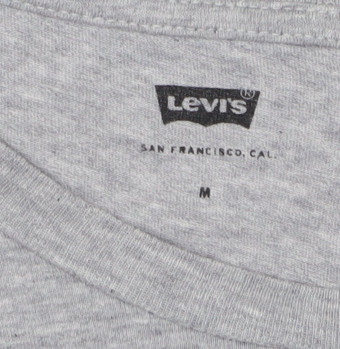 Levi's Men's Grey Graphic Print T-Shirt, Medium, Crew Neck
