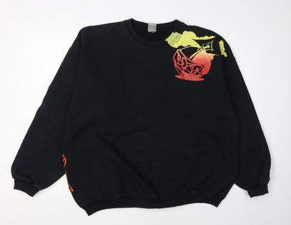 Steelborn Men's Black Graphic Crew Neck Sweatshirt L