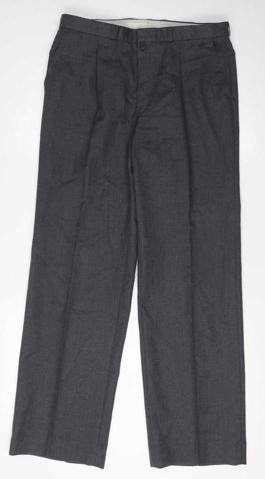 Mens UK Size 34 Beuny Regular Fit Dress Pants Grey Trousers