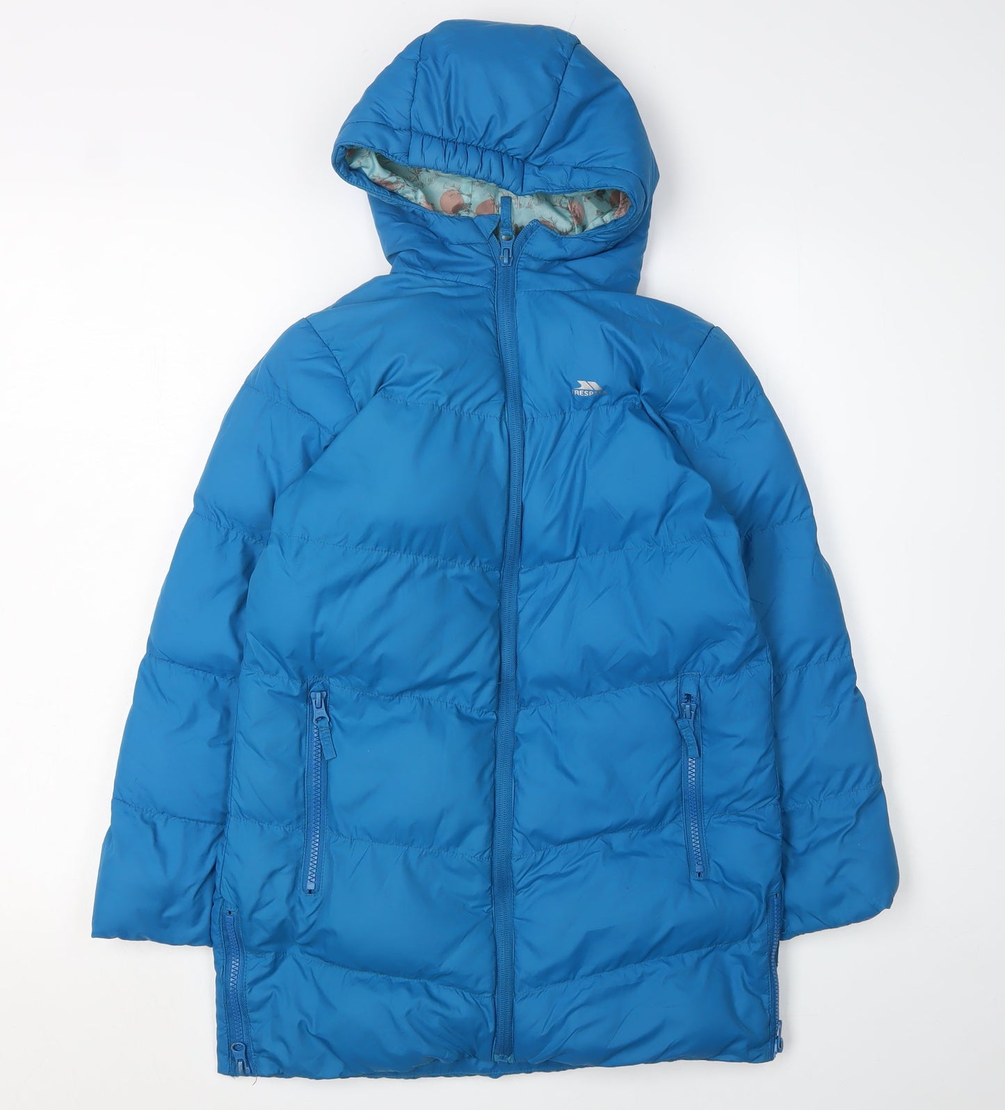 Trespass Girls Blue Hooded Puffer Jacket 7-8 Years