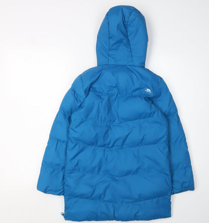 Trespass Girls Blue Hooded Puffer Jacket 7-8 Years
