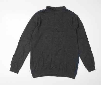 Burton Menswear Men's Grey Henley Jumper Size M