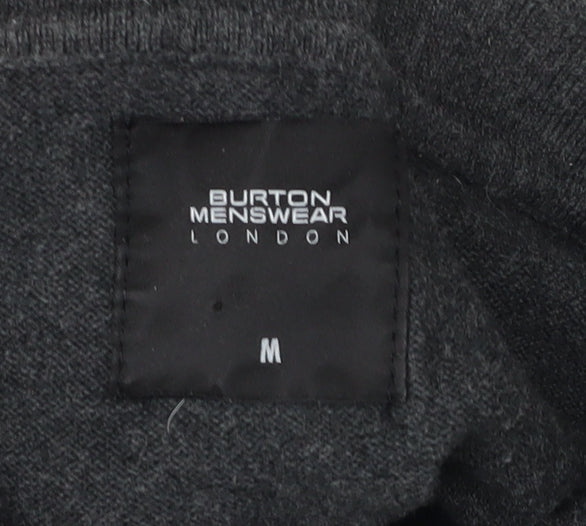 Burton Menswear Men's Grey Henley Jumper Size M