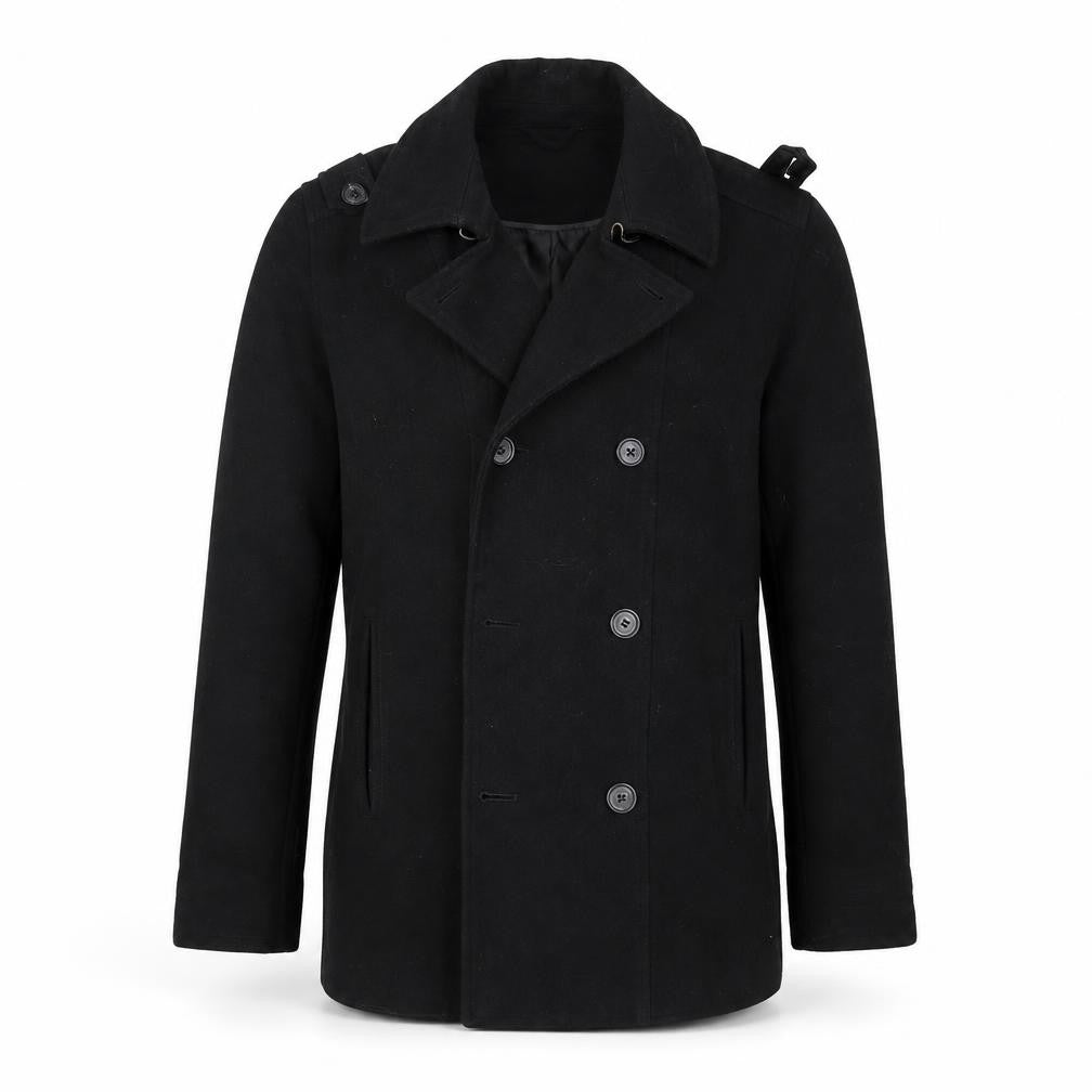 Mens UK Size M Topman Black Pea Coat