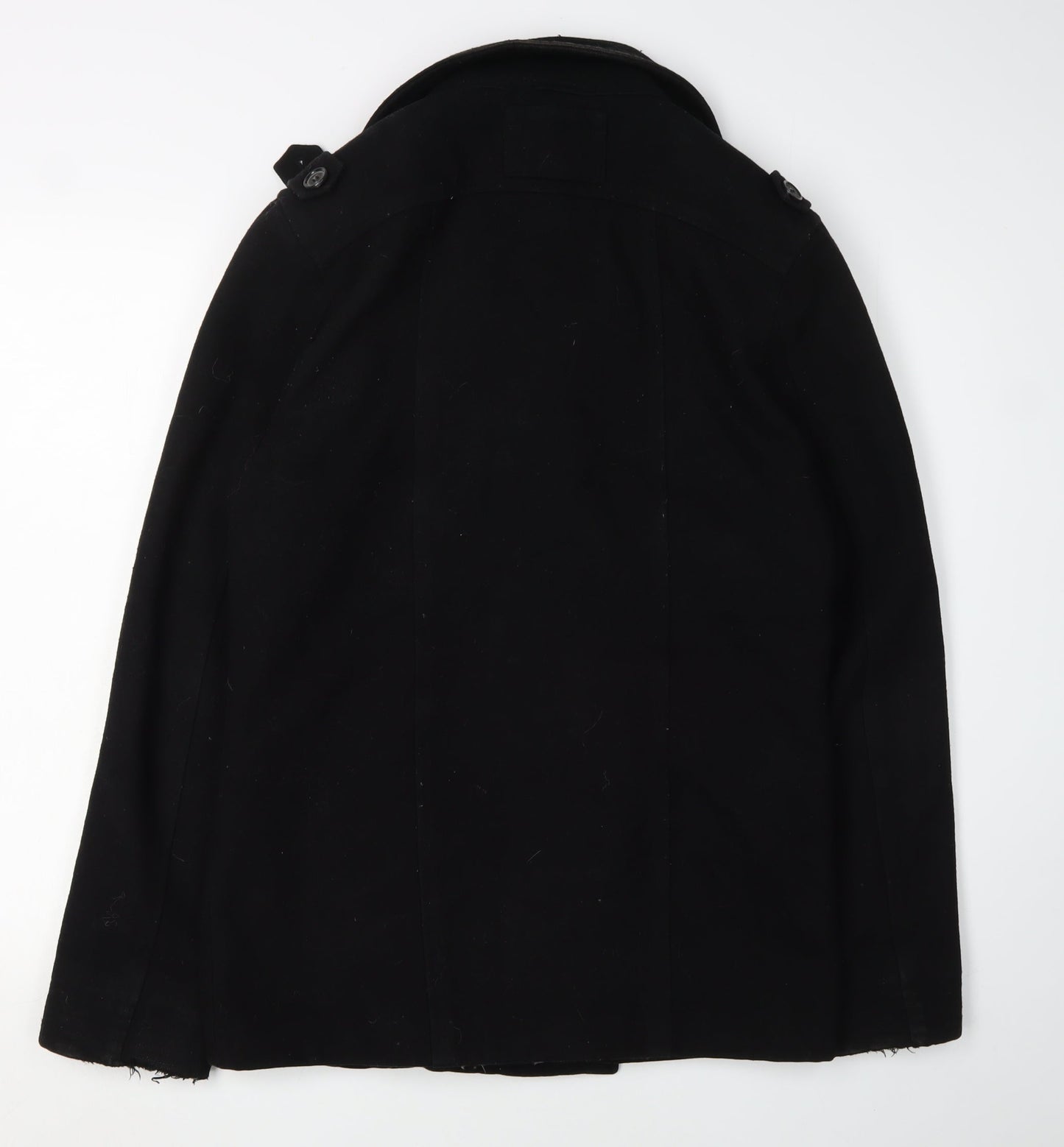 Mens UK Size M Topman Black Pea Coat
