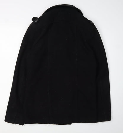 Mens UK Size M Topman Black Pea Coat