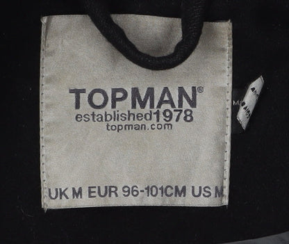 Mens UK Size M Topman Black Pea Coat