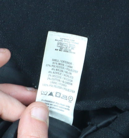 Mens UK Size M Topman Black Pea Coat