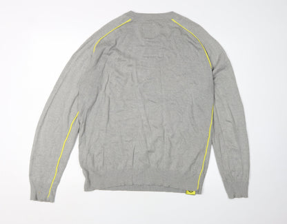 Henleys Men's Grey Pullover Jumper, Logo Accent, M
