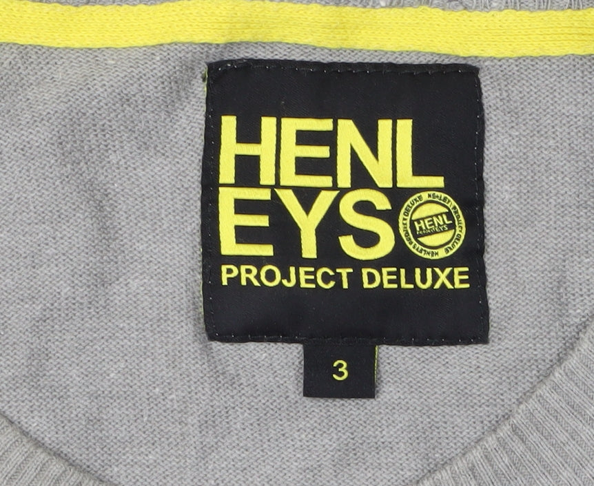 Henleys Men's Grey Pullover Jumper, Logo Accent, M