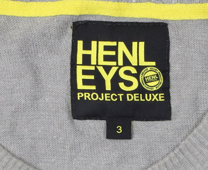Henleys Men's Grey Pullover Jumper, Logo Accent, M