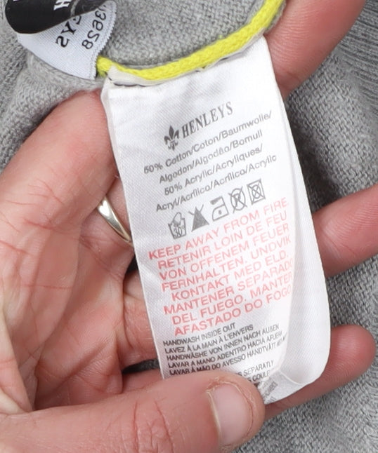 Henleys Men's Grey Pullover Jumper, Logo Accent, M