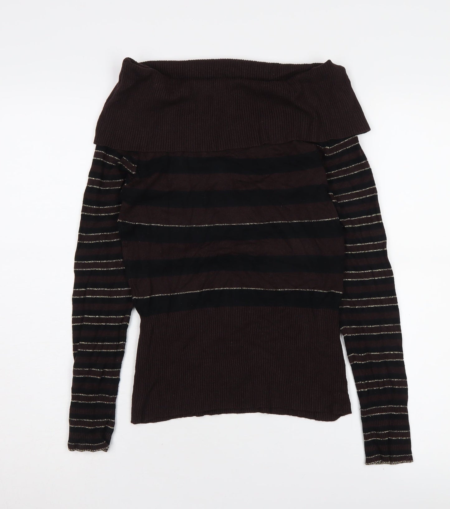 CMD Women's Brown Striped Pullover Jumper Size 14