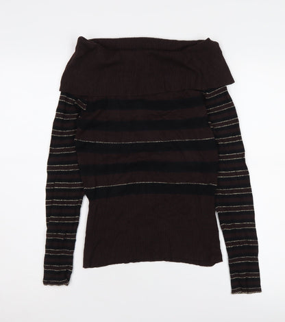 CMD Women's Brown Striped Pullover Jumper Size 14