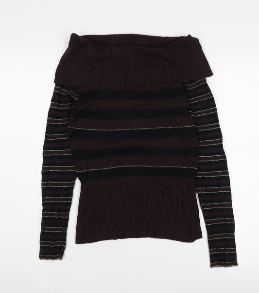 CMD Women's Brown Striped Pullover Jumper Size 14