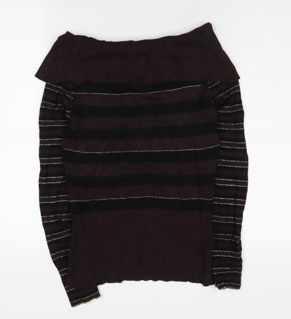 CMD Women's Brown Striped Pullover Jumper Size 14