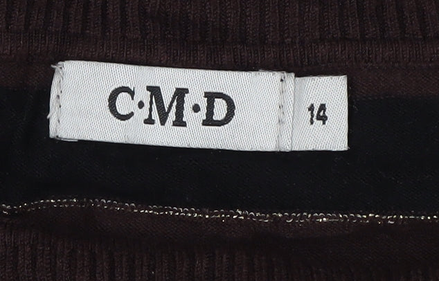 CMD Women's Brown Striped Pullover Jumper Size 14