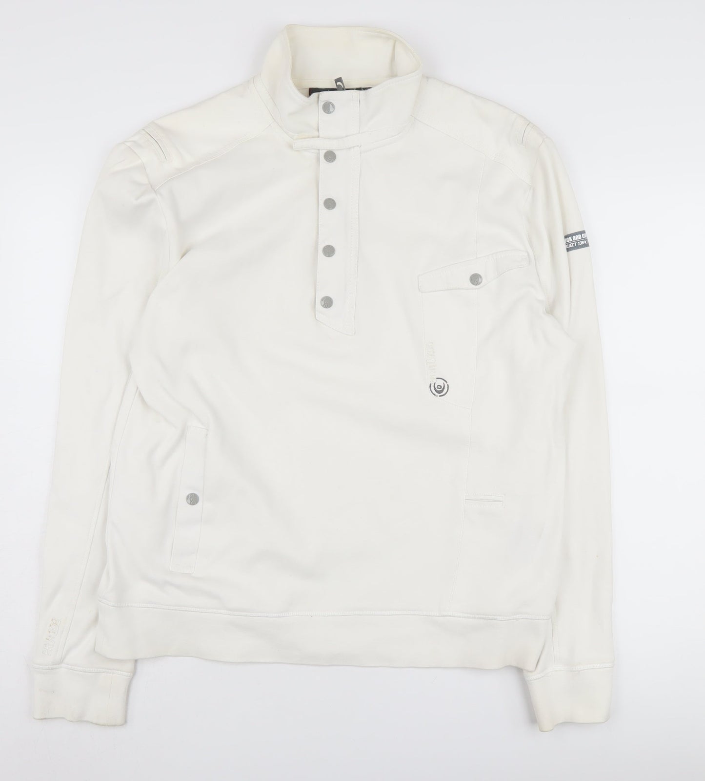 Mens UK Size 2XL Duck and Cover Ivory Henley Sweatshirt