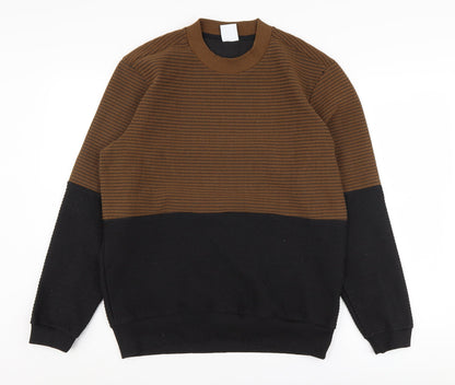 Zara Men's Brown Striped Pullover Jumper M