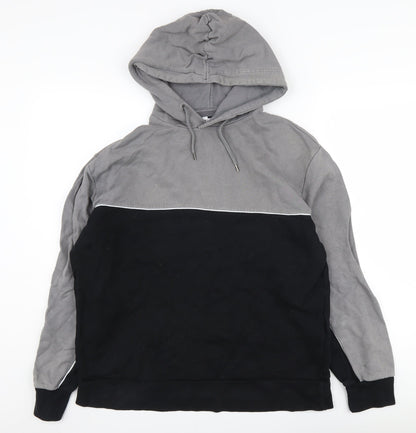 Topman Mens Hoodie Black Grey Size M Pullover